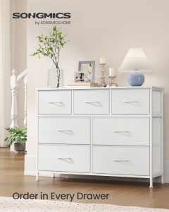 Comoda metalica cu sertare, Bellah, Songmics, Alb, 98.8x30x73.7 cm - Img 2