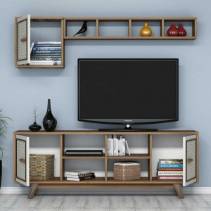 Comoda TV Ayla - Walnut, Crem - Img 2