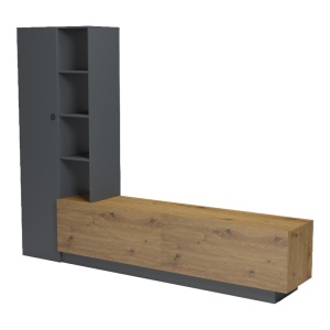 Comoda TV cu dulap, Tilveo, Stejar, 230x41.5x180 cm - Img 5