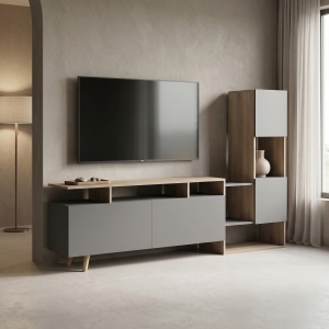 Comoda TV, Defry, Antracit, 177.5x31.5x110 cm