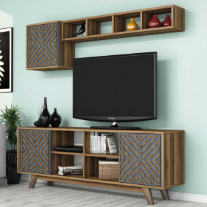 Comoda TV İnci - Walnut, Blue - Img 3