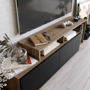 Comoda TV Nexera - Walnut, Negru - Img 3