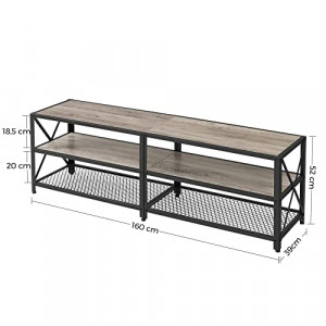 Comoda TV, Vasagle, Negru-Ivoar, 160x39x52 cm - Img 4