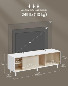 Consola TV Vasagle Alb 140x39x45 cm - Img 6