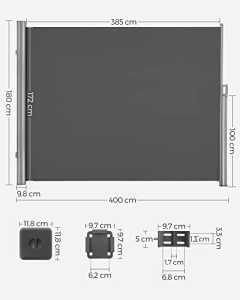 Copertina solara laterala, Songmics, Gri, 180x400 cm - Img 5