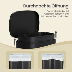 Cos de gunoi cu pedala, Plushic, Songmics, Negru, 42.5x31.8x65.7 cm - Img 6