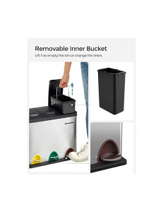 Cos de reciclare, Songmics, cu pedala, 3 în 1, LTB24L, metal - Img 4