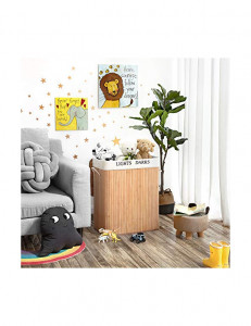 Cos de rufe, Songmics, Lemn, Natural, LCB64Y, 100L, 52 x 32 x 62 cm - Img 3