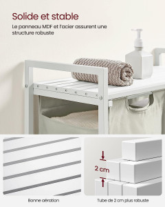 Cos de rufe, Vasagle, Alb, 73x33x71 cm - Img 3