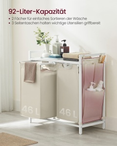 Cos de rufe Vasagle, Brenta, Alb, 71.3x33x72 cm - Img 2