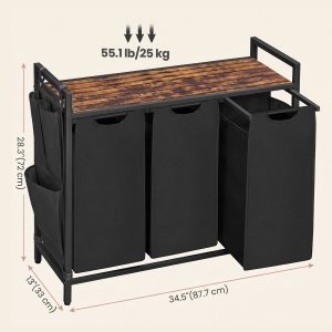 Cos de rufe Vasagle, Brenta, Negru, 87.7x33x72 cm - Img 3
