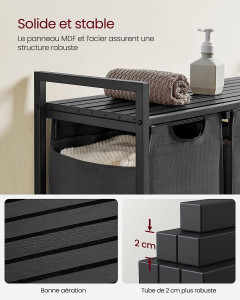 Cos de rufe, Vasagle, Negru-Gri, 92.5×33×72 cm - Img 4