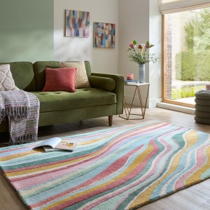 Covor Abstract Flow Albastru deschis 200x290 cm, Flair Rugs