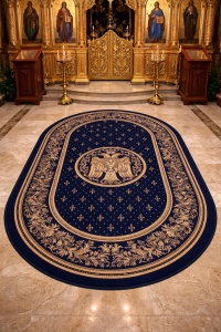 Covor biserica Oval, Lotos, Albastru, 100x200 cm, Delta 15032 810