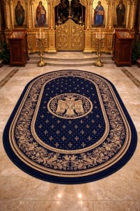Covor biserica Oval, Lotos, Albastru, 80x150 cm, Delta 15032 810