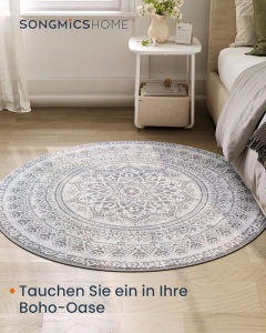 Covor rotund Songmics Bej 120x120 cm - Img 3