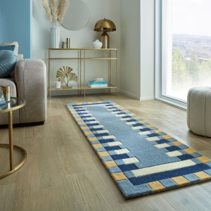 Covor traversa Lois Scallop Kai Wool Albastru 60X230 cm, Flair Rugs