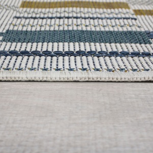 Covor traversa Rosco Geo Outdoor Albastru 80x230 cm, Flair Rugs - Img 3