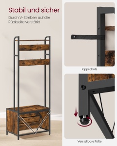 Cuier cu pantofar Vasagle Maro 65x40x170 cm - Img 6