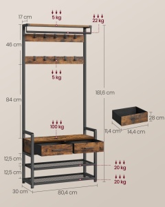 Cuier intrare Vasagle Maro 80.4x30x181.6 cm - Img 6