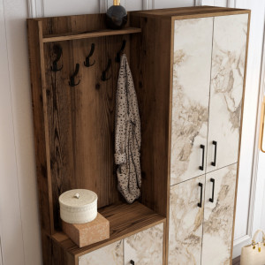 Cuier pentru Hol Berlin BA - Walnut, Alb Marble - Img 4