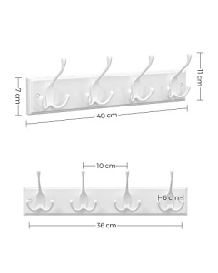 Cuier, Songmics, Alb, 40x11x7 cm - Img 5