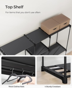 Cuier stander modular Negru Songmics 182x43x182 cm - Img 5