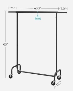 Cuier stander Negru Songmics 150x45x162.8 cm - Img 6