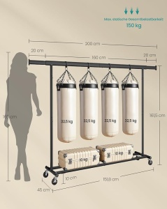 Cuier stander Negru Songmics 200x45x161.5 cm - Img 7