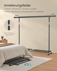 Cuier stander Negru Songmics 200x45x161.5 cm - Img 5