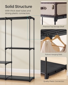 Cuier stander, Rylan, Negru, 205x43x166 cm - Img 5