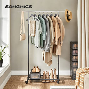 Cuier stender, Songmics, Negru, 120x40x160 cm