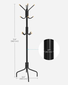 Cuier tip pom Songmics Negru 56.5x56.5x180.1 cm - Img 6