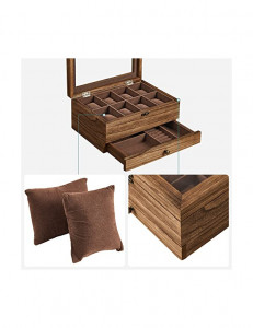 Cutie de bijuterii, Songmics, 19 x 27 x 12.5 cm, JOW008K01, Maro - Img 7