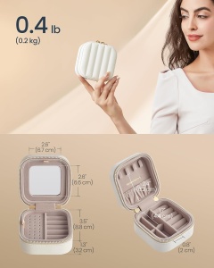 Cutie de bijuterii Songmics Alb 10.5x11.2x6 cm - Img 5