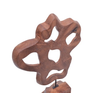 Decoratiune de masa Strab lemn natural tec si metal 49x15x70 cm - Img 3