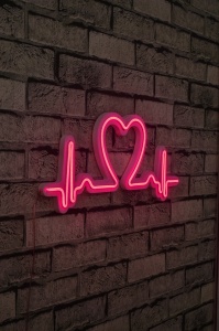 Decoratiune luminoasa LED de perete Love Rhythm Roz 51x21x2 cm - Img 2