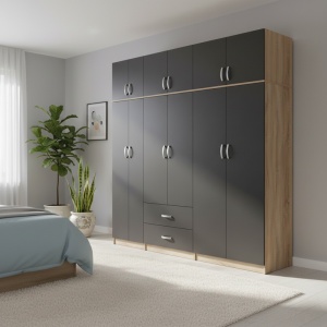 Dulap cu 6 usi, Athos I, V10, Antracit, 240x42x240 cm