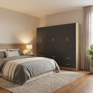 Dulap cu 6 usi, Athos, V23, Stejar, 240x42x180 cm