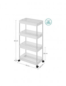 Dulap de depozitare mobil, Songmics, Alb, KSC10WT, 40 x 22 x 86 cm - Img 6