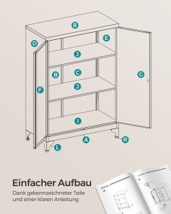 Dulap depozitare din metal Songmics, Berend, Negru, 60.1x40.2x99 cm - Img 7