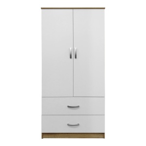 Dulap haine cu 2 usi si sertare Lego Alb Maro 80x42x180 cm - Img 4