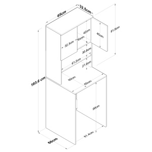 Dulap masina de spalat KD101 Alb 65x183.6x60 cm - Img 12