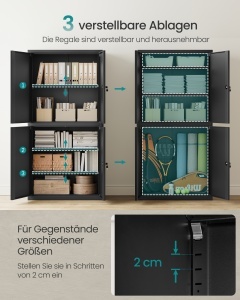Dulap metalic, Berend, Songmics, Negru, 80x40x180 cm - Img 3