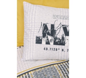 Lenjerie Copii cu elastic 100x200 Worldwide Mustar (Bumbac 100%) - Img 2