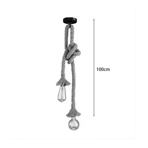 Lustra Ropily doua surse de lumina metal natural si cordelina 2x2x100 cm - Img 2