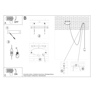 Lustra suspendata Edison Negru 300x150x150 cm - Img 5