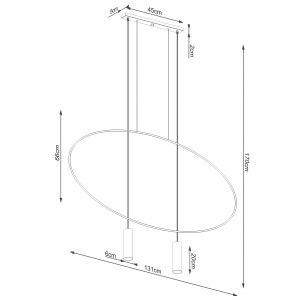Lustra suspendata Holar Negru 131x6x170 cm - Img 8