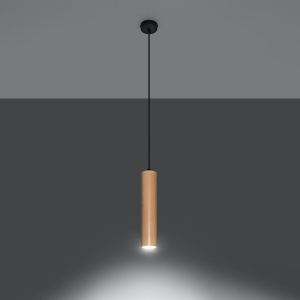 Lustra suspendata Lino din lemn, Natural 8x8x105 cm - Img 3