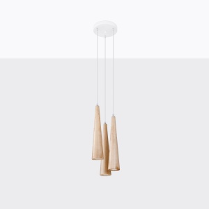 Lustra suspendata Sula din lemn, Natural 20x20x120 cm - Img 2